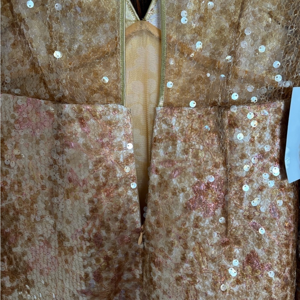 NWT Free People Stars Align Gold Sequin Mesh Long Sleeve Mini Party Dress - Picture 8 of 12